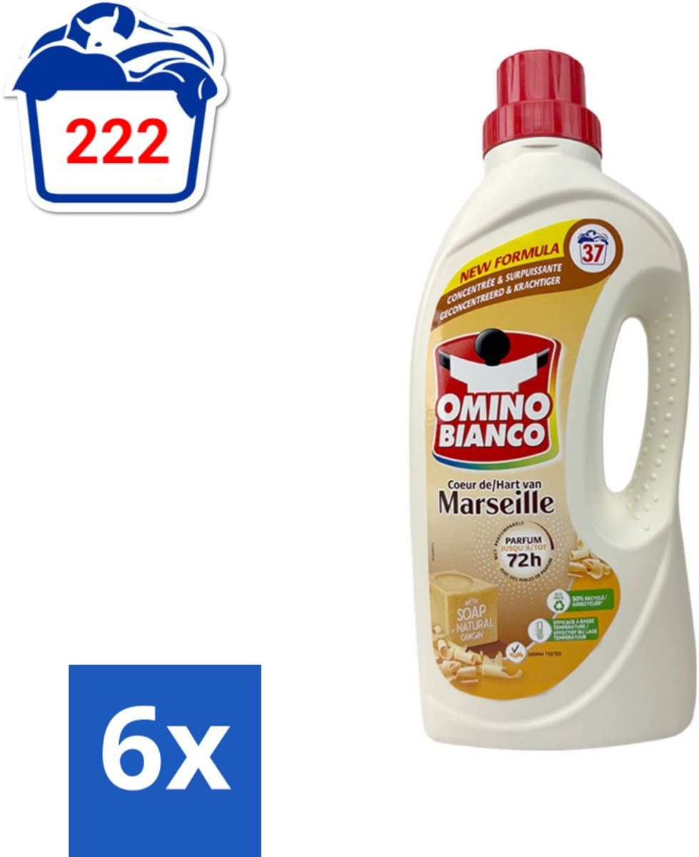 Omino Bianco - Marseille - Wasmiddel - Natuurlijke Zeep - Witte & Gekleurde Was - 37 Wasbeurten - Voordeelverpakking - 6 stuks — afbeelding 1
