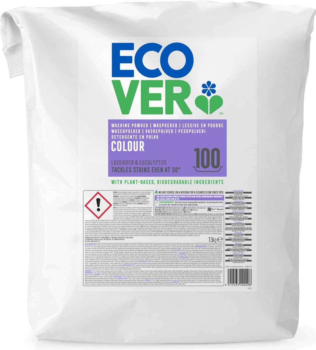 Ecover Waspoeder Color 7,5kg — afbeelding 1