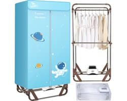 Uten Draagbare elektrische droger Gr886 - 2 lagen droog Design - Warmtepompdroger - 1500 W - Timer 0-180 Min - Elektrisch Droogrek met Verwarming - Wasdroger - Tot 15kg wasgoed - Als wasdroger, droogrek en Kledingkast- Hoogte 1.4 M - lichtblauw — afbeelding 1