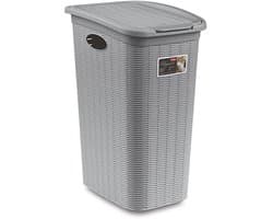 Wasmand met deksel 'Elegance' - 36 Liter - Met ventilatie - Handgrepen - Grijs — afbeelding 1