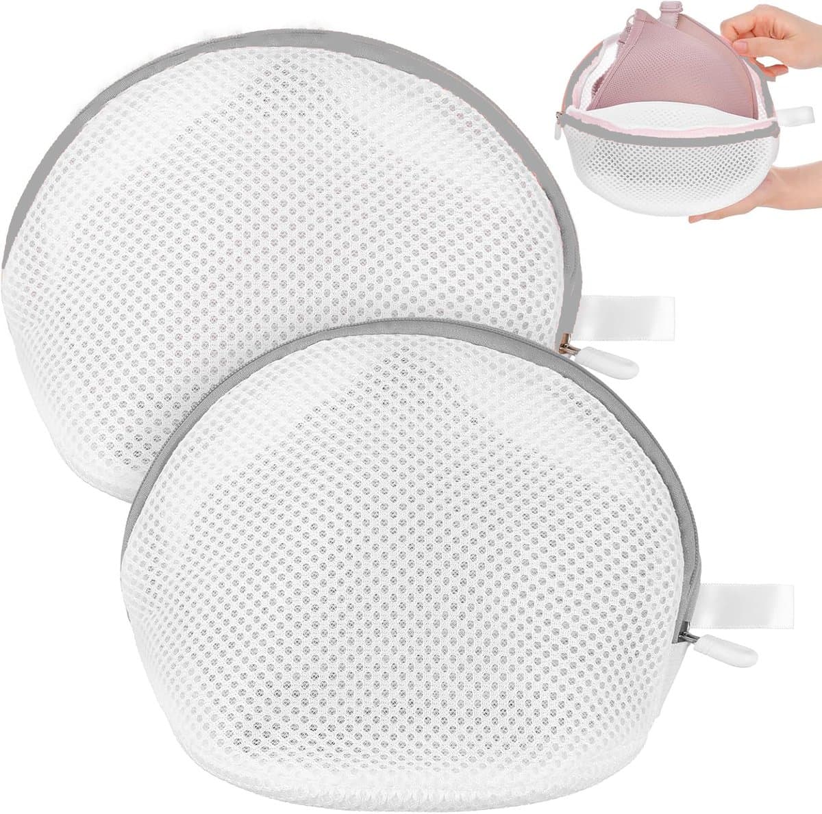2-Pack BH-waszakken, rits mesh lingeriezakken voor wasgoed, lingeriezak voor ondergoed, waszakken voor vrouwen (grijs) — afbeelding 1