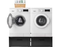 Vonia Wasmachine verhoger - Dubbel - Wasmachine en Droger Verhoger - Wasmachine Verhoger met Lade - Wasmachine kast - Wasmachine ombouw - Zwart — afbeelding 1