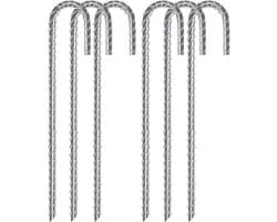 Zware J-haak wapening stakes - 6 stuks, verzinkt staal, grondankers voor tenten en trampolines — afbeelding 1