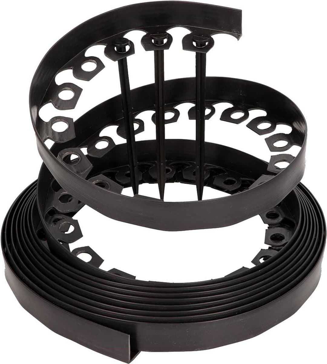 Flexibele Kunststof Gazonrand 20 Grondankers - Lengte 10m - Hoogte 4cm - Zwart — afbeelding 1