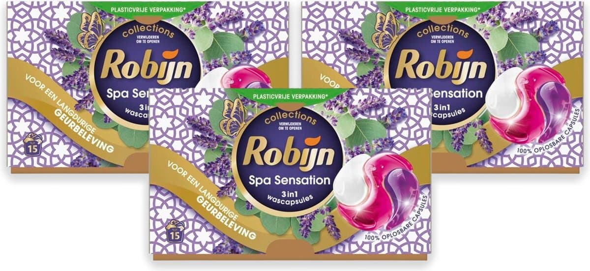 Robijn Color Spa Sensation 3-in-1 Wascapsules - 3 x 15 wasbeurten - Voordeelverpakking — afbeelding 1