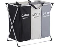 BRASQ Wasmand Opvouwbaar 3 vakken - Wassorteerder 65x39x60 cm - Wasbox Multi color - 118 Liter - Basket