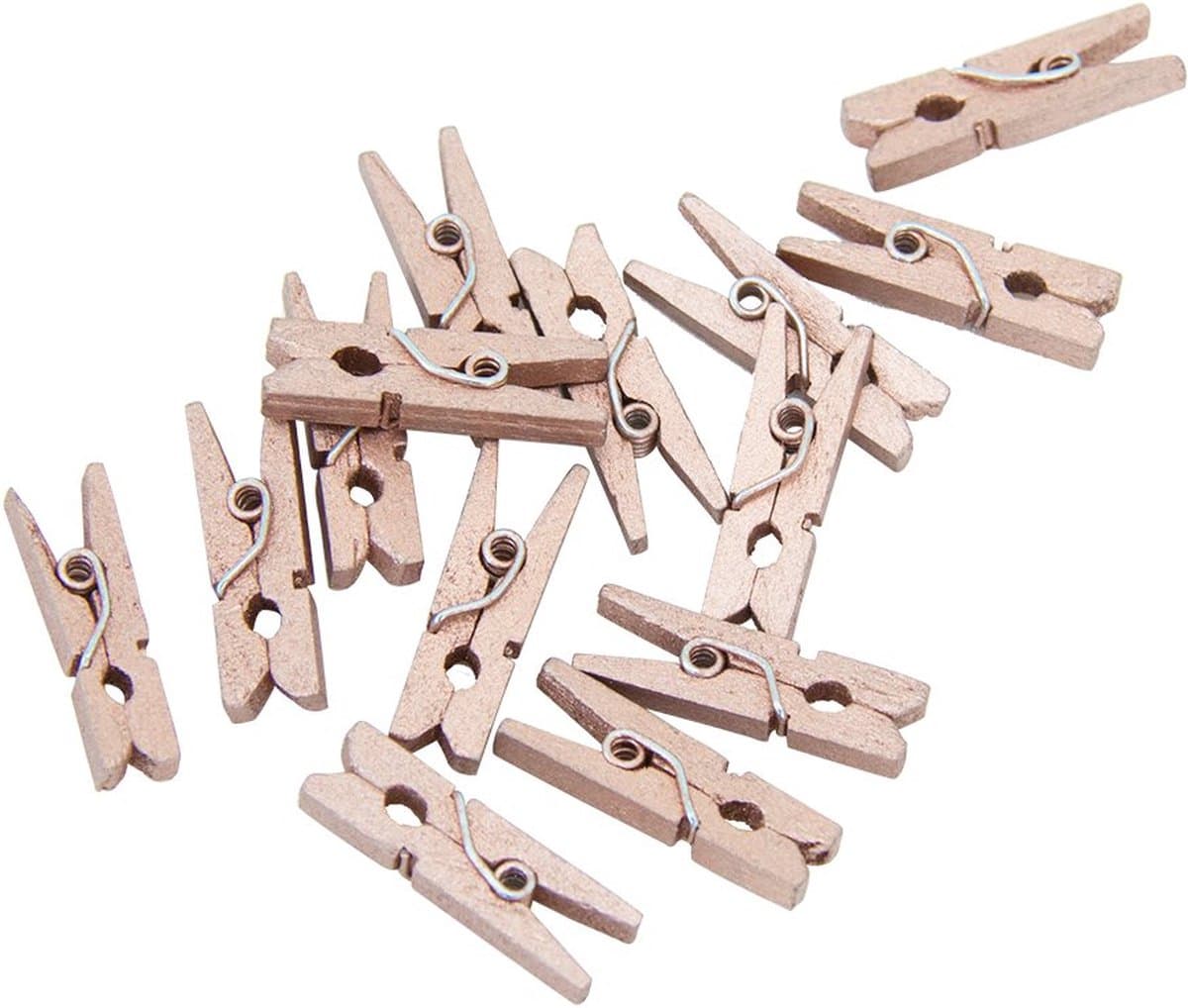 24 Mini houten knijpers Rosé Goud - Feest Thema Polaroid Foto Ophangen Klein Knijper — afbeelding 1