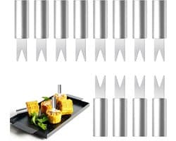 Maïskolvhouders - Maïsplukkers Clips - Maïs Eten - Roestvrij Staal - 12 Stuks - Zilverkleurig