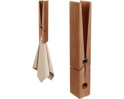 Houten Wasknijpers - Grote Clips - Handdoeken Ophangen - Robuust Hout - 30 cm - Zwarte Walnoot