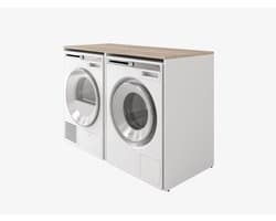 PLATAN ROOM Wasmachinekast, 130 cm breed, bovenbouwkast, wasmachine of wasdroger, kast voor badkamer (65 cm diep, wit/sonoma eiken)
