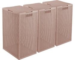 Curver Kaya Wasmand met deksel - 60L - 3 stuks - 38x29x58,5 cm - Warm Taupe — afbeelding 1