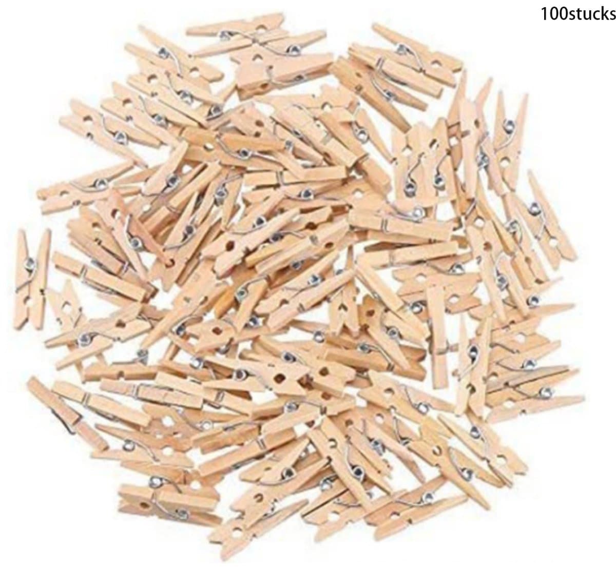 TOVBMUP Mini wasknijpers - Duurzaam hout - 25 mm kleine houten wasknijpers - Fotoklemmen - Hobbyklemmen - 100 stuks — afbeelding 1