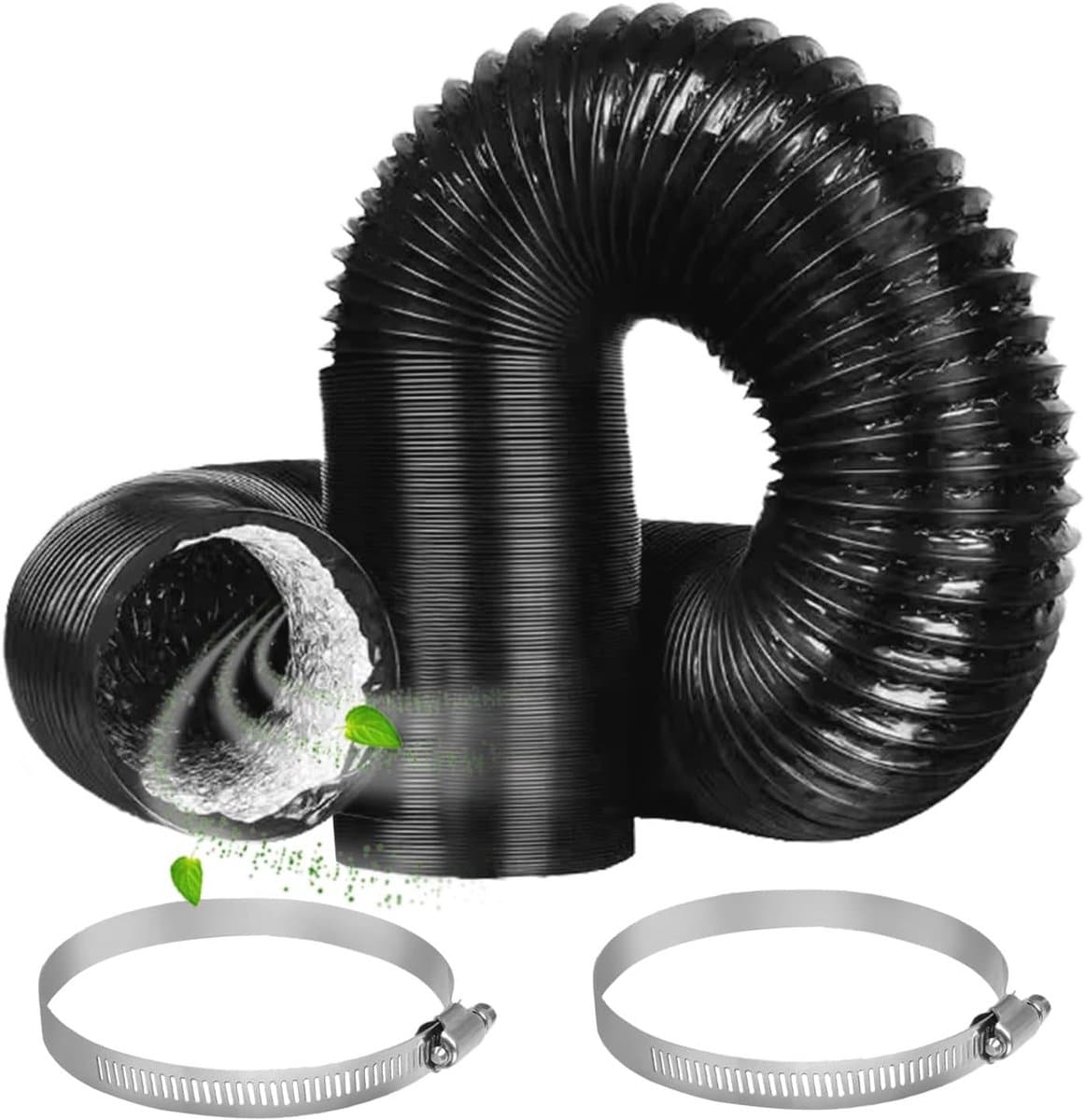 Afvoerslang Ventilatie - Flexibele Buis - Lucht Afvoeren - Hoge Temperatuur Bestendig - 125 mm Diameter - Zwart — afbeelding 1
