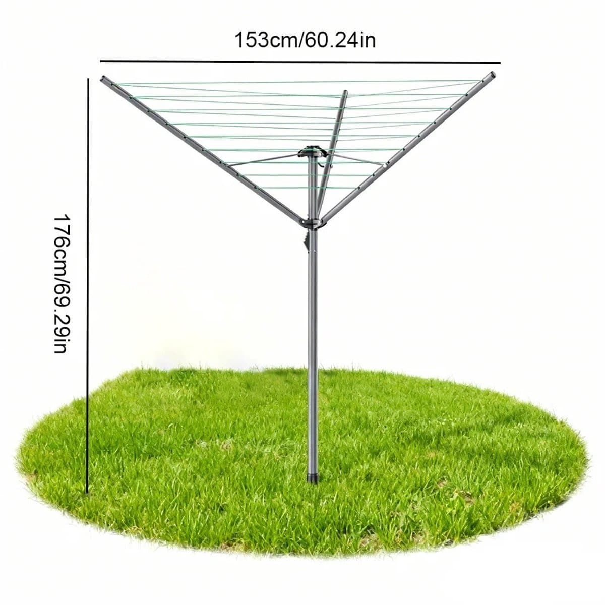 Innovastore Droogmolen- Waslijn - Droogrek - Wasmolen - 176x153cm - Wasknijpers - Beschermhoes - Grondfitting - 30cm - Zilver — afbeelding 1