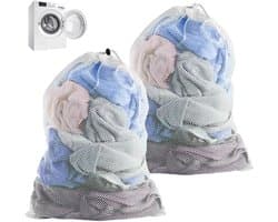 Dailygoods- Waszakken Groot - 2 Stuks - Ademend Mesh - Herbruikbaar - Voor Wasmachine - 70 x 90 Cm - Wit - Wasnet — afbeelding 1