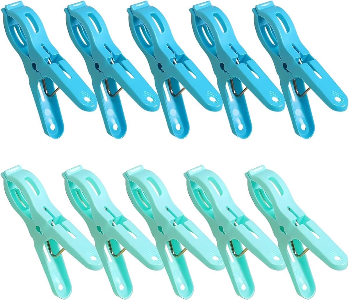 Wasknijpers - Handdoek klemmen - Kleding drogen - Winddicht ontwerp - 11 cm lang - Groen blauw — afbeelding 1