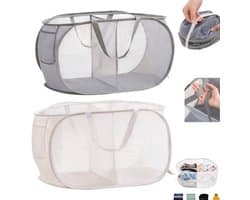 2 stuks Opvouwbare Wasmand - Wasmand van gaas - Vuile Klerenmand - Wasmand Opvouwbaar - Wassorteerder - Gaas - Ademend - Voor kleding en speelgoed - Geschikt voor badkamers, camping en hotels