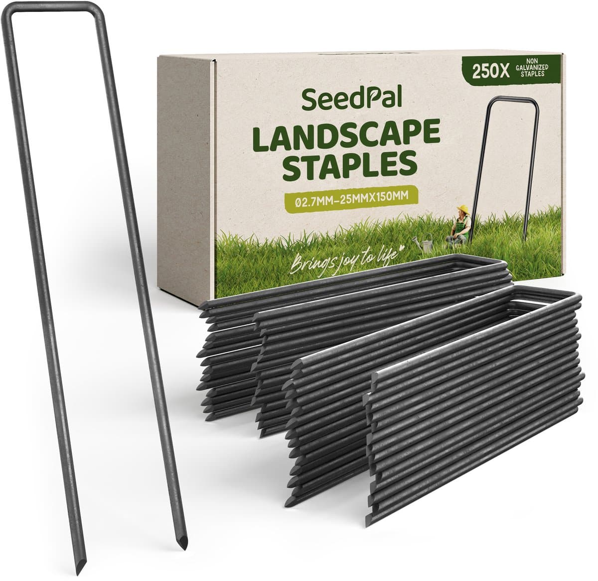 SeedPal Grondankers Bodemankers Onverzinkt - 250 Stuks - Haringen Aardnagels Stabiel, Grondankers Voor Onkruidvlies, Hek & Tent - 150 mm x 25 mm x Ø2,7 mm - Aardnagels/Bodemhaken Van Staal - Grondverankering — afbeelding 1