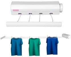 Intrekbare Waslijn - Uitschuifbare Drooglijn - Kleding Drogen - Vier Uittrekbare Touwen - 32 Meter - Wit