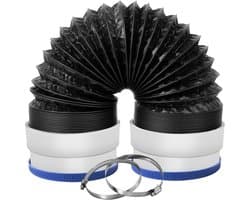 Ulisem - Droogafvoerslang - 10cm aluminium - 6 lagen folie - Inclusief rubberen ringen en 2 klemmen - Buigzaam en brandvertragend - Geschikt voor smalle ruimtes en wasruimte - Universele pasvorm - 1m/3ft