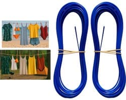 Camping Waslijn - Reiswaslijn Buitenlijn - Was Ophangen - Extra Sterke Stalen Kern - 10 Meter - Blauw