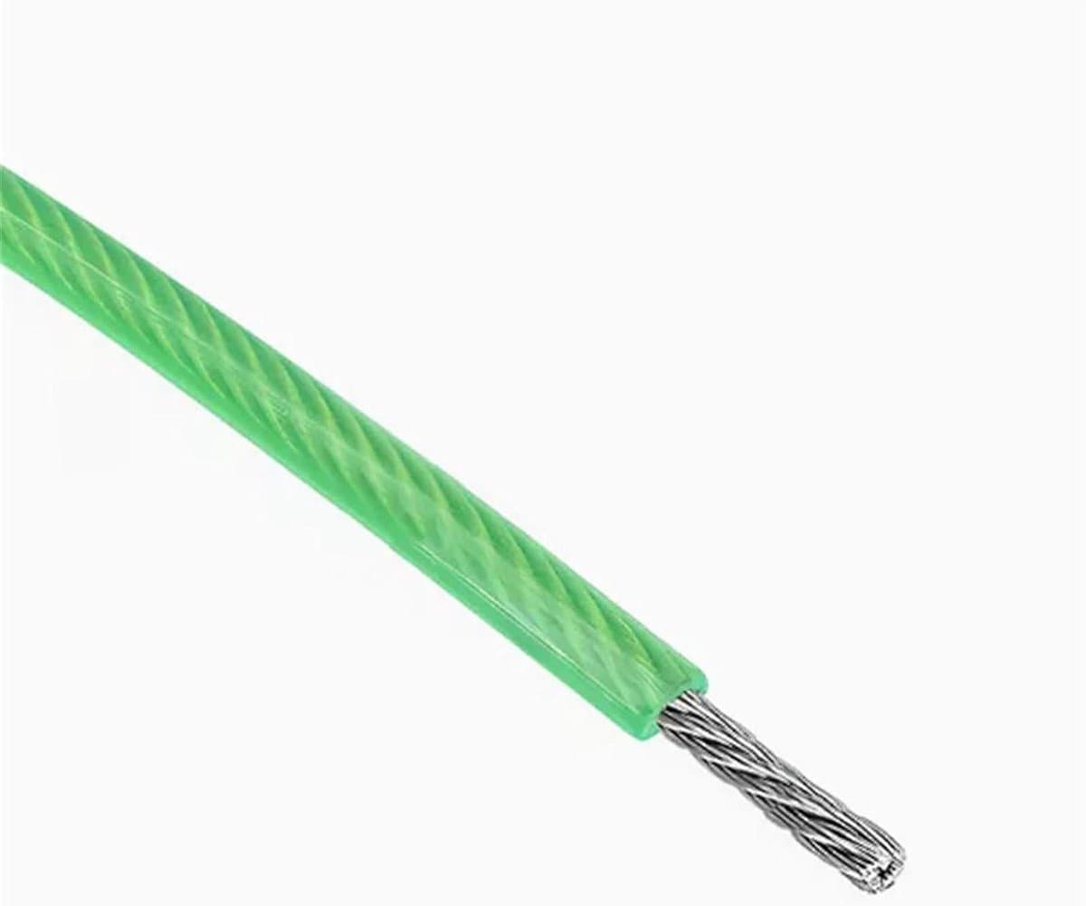Waslijn - Kabel - Buiten Drogen - Roestvrij staal kern - 50 meter - Groen — afbeelding 1