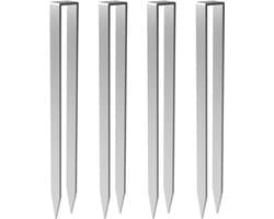Tuin-grondankers – Voor rozenbogen en bevestigingen – 4-delige set – U-vormige stalen pennen – Afmetingen: 30 x 2,9 x 2,1 cm – Zilver