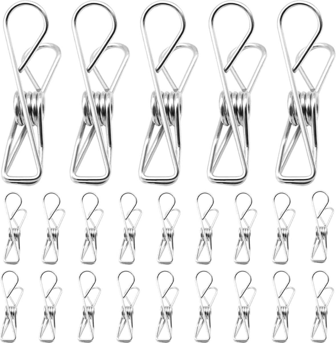 60 stuks - Knijpers - Wasknijpers - Kledinghaken - 58*14 mm - RVS - zilver - Kaartknijpers - Fotoknijpers - Voor Kleding, Sokken En Keuken - Voor Thuis En Kantoor — afbeelding 1