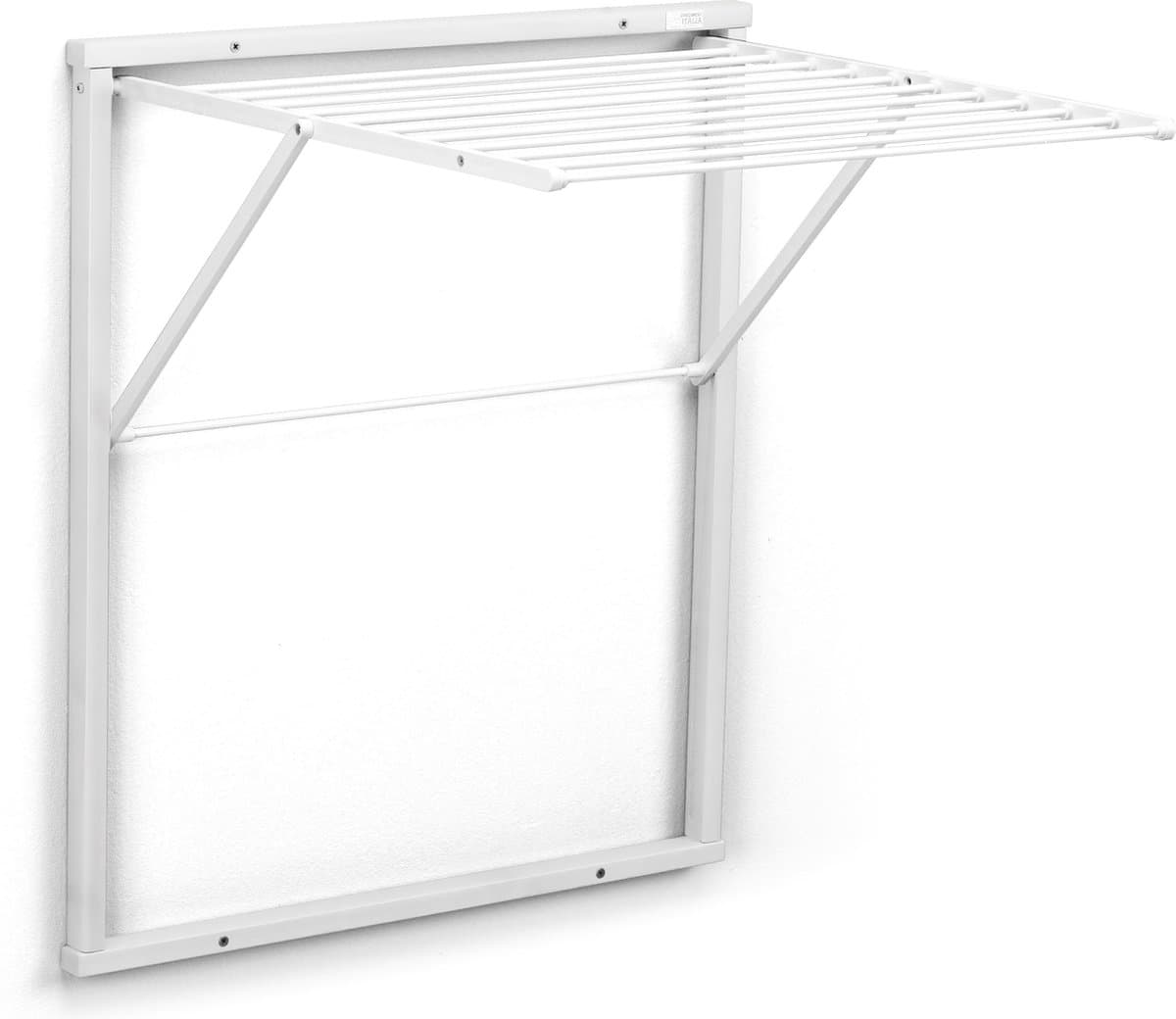 Arredamenti Italia KLEDY BIANCO- Houten Handdoekrek - Inklapbaar Wanddroogrek - 6,5m Drooglengte- Kleur: WIT - ARIT - Il cuore del legno — afbeelding 1
