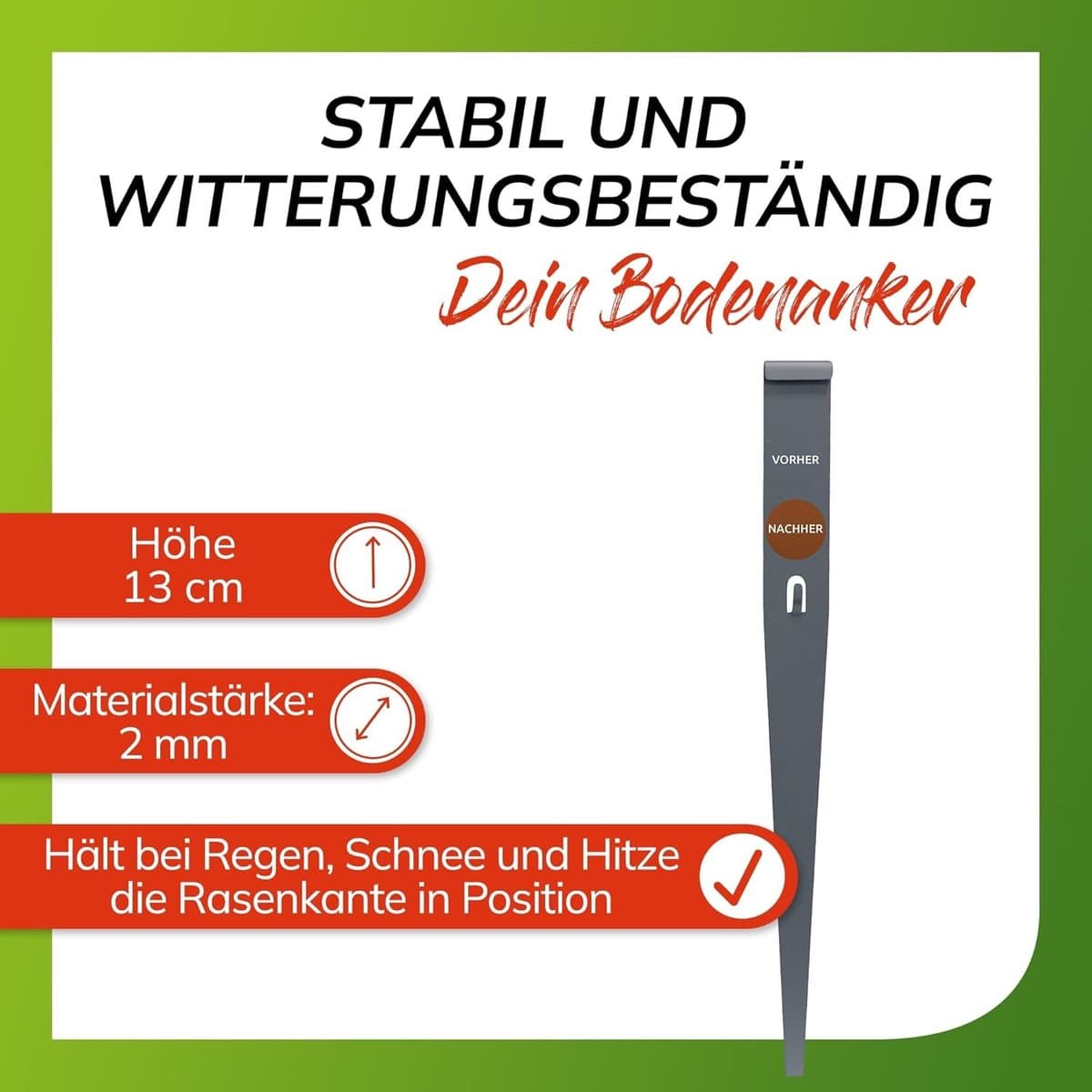 Bodemanker Graskant - Bloembakrand Stabilisator - Tuinranden Bevestigen - Verstevigde Bevestiging - 13 cm Set - Corten — afbeelding 1