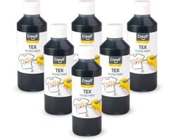 Creall Textiel- & Stoffenverf - Zwart - 6 x 250 ml - Machine wasbaar na fixatie - Voor T-shirts, jeans, schoenen, stoffen tassen, meubels en auto-interieurs/hemelbekleding