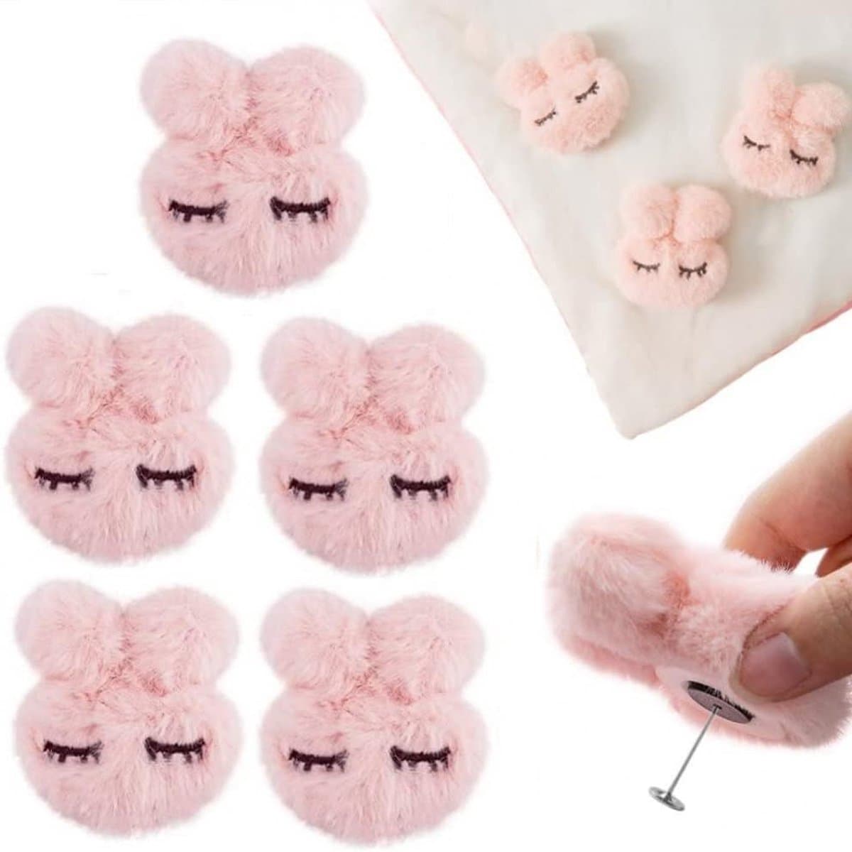 Set van 8 roze dekbedclips in cartoonvorm, antislip clips voor het vastzetten van dekbedden en lakens. — afbeelding 1
