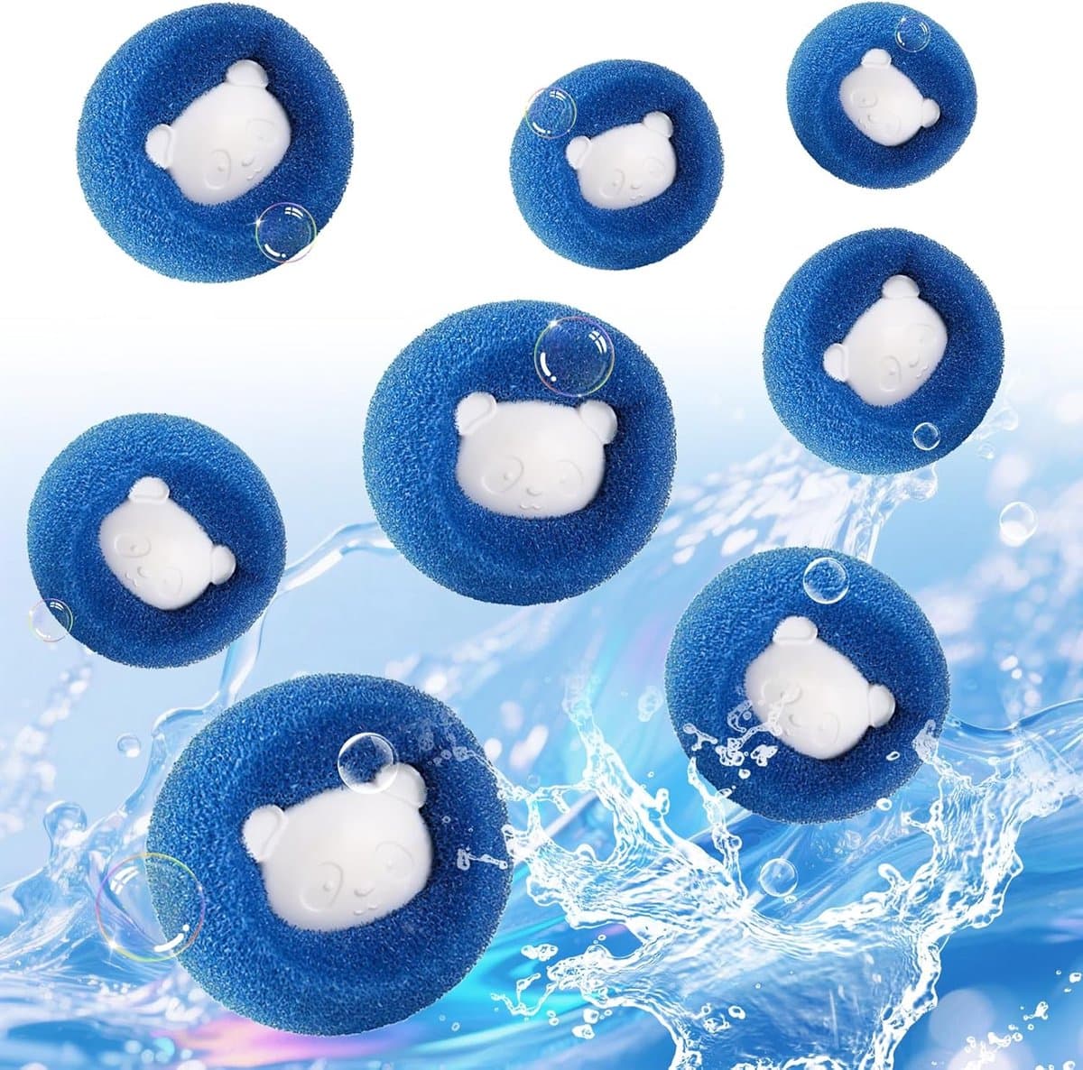 Wasmachineballen voor het verwijderen van dierenharen, 8 stuks, herbruikbare ballen speciaal ontworpen voor wasmachines, verwijderen effectief dierenharen uit wasmachines (blauw). — afbeelding 1