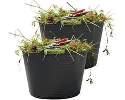 Excellent housewares Flexibele kuip / emmer - 2x - antraciet - 15 liter - kunststof - 35 x 28 cm — afbeelding 1
