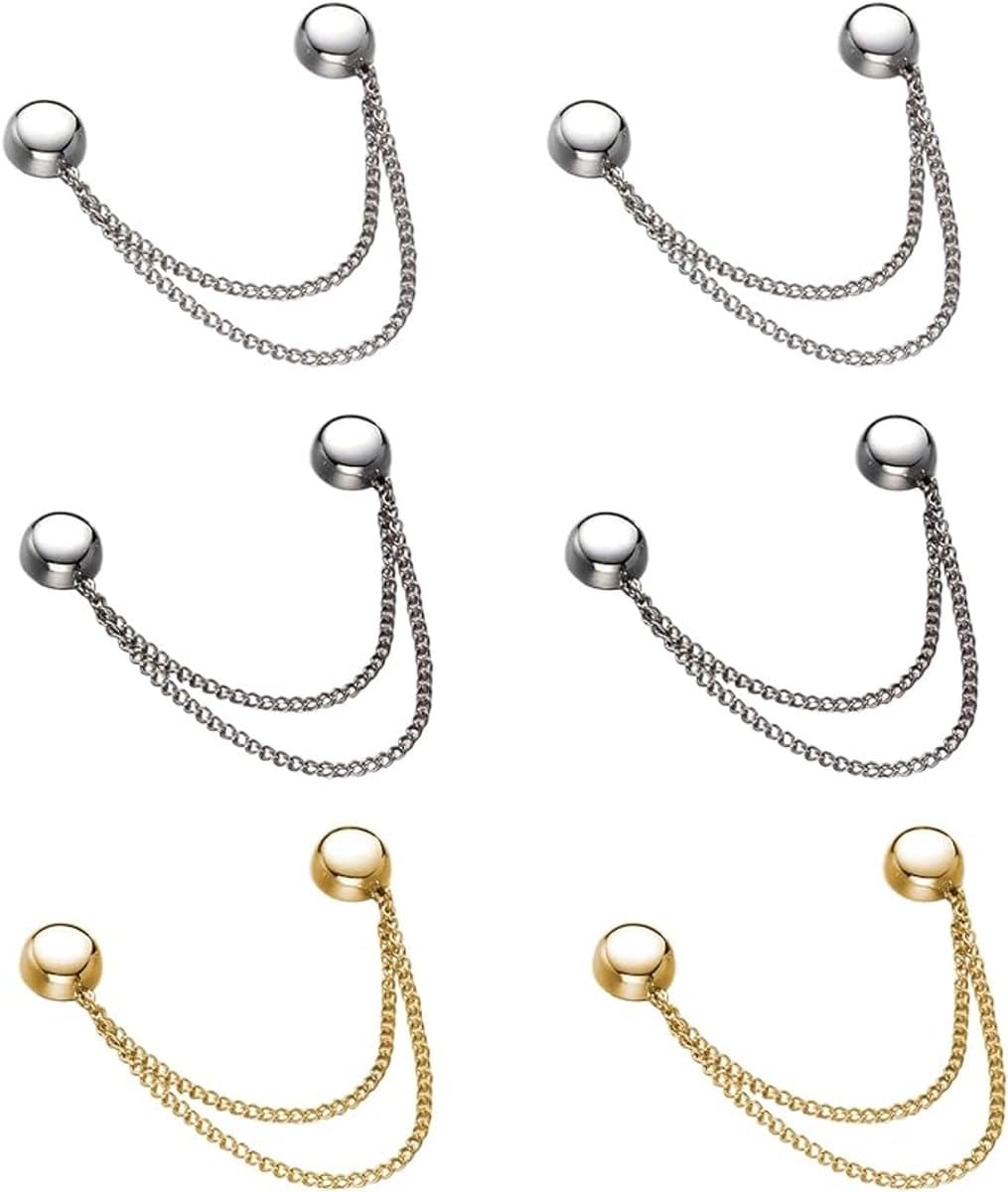 6 Stuks - Broekclip - Broekklem - Vest ketting - Magnetische Broek & T-Shirt Kleding Clip - Kleding Gesp - Broekpijp Verkorter - Bevestigingsclip voor broekspijp - Wasknijpers - Antislip Vaste Gesp - Roségoud, zilver en pistoolzwart — afbeelding 1