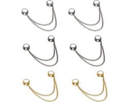 6 Stuks - Broekclip - Broekklem - Vest ketting - Magnetische Broek & T-Shirt Kleding Clip - Kleding Gesp - Broekpijp Verkorter - Bevestigingsclip voor broekspijp - Wasknijpers - Antislip Vaste Gesp - Roségoud, zilver en pistoolzwart