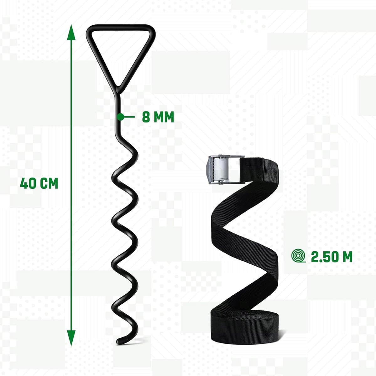 Grondankers - Grondanker set voor trampoline (4 stuks) – 40 cm sterke trampolineankers – Draaiankers voor veilige bevestiging in de grond - Set van 4 grondankers voor trampoline — afbeelding 1