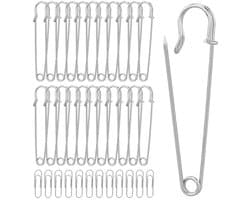 Grote veiligheidsspelden - 20 stuks, 10 cm roestvrij staal, sterke heavy duty veiligheidsspelden voor dekens, breiwerk en handwerk
