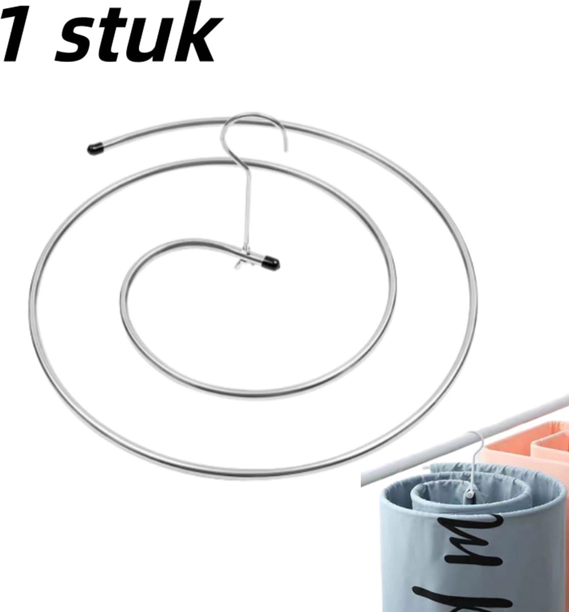 1 stuk - spiraalvormig droogrek voor kleding - groot rond, roterend droogrek voor dekbedden en lakens - zilver — afbeelding 1