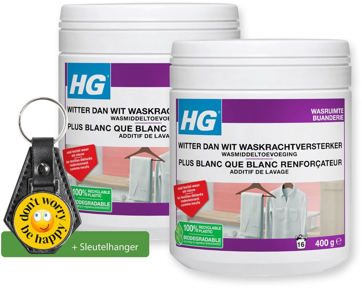 HG witter dan wit waskrachtversterker met vlekoplosser totaal - 2 Stuks - Inclusief sleutelhanger — afbeelding 1