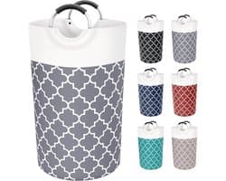 Grote wasmand - Wasmand - Opvouwbare waszak - Hoog met handvatten - Waterdicht, Reis- en badkamerbenodigdheden - Opbergruimte voor studentenhuis, Familieformaat - Grijs - 82L