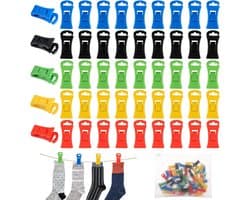 Sokkenclips - 50 stuks - Droogrek tegen verlies - Sokkenclips voor wasmachine en droger - Kleurrijke sokkendroogclips - 5 kleuren - Sorteer- en opbergclips — afbeelding 1