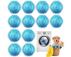 12 Stuk Wasmachine voor het verwijderen van dierenhaar - Herbruikbare pluizenbalwasser - Wasmachine voor het opvangen van haar - Reinigingsballen voor dierenhaar - Wasmachine voor het verwijderen van pluizen voor kleding en beddengoed - blauw — afbeelding 1