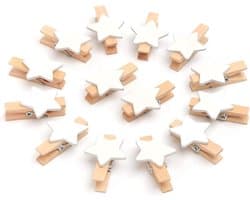 100 stuks sterren wasknijpers hout Kerstmis houten knijpers voor foto kleine handwerkklemmen voor feest Kerstmis decoratie bruiloft