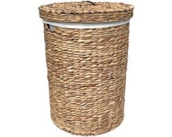 Lavandoux - Wasmand met Deksel - Waterhyacint - Naturel - L: Ø42 x H60 cm — afbeelding 1
