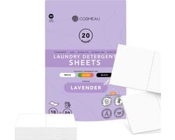 Cosmeau Wasmiddeldoekjes 20 Wasbeurten Lavendel - Wasmiddel - Wasvellen - Wasdoekjes - Wasstrips - Detergent Sheets - Laundry Strips Proefpakket