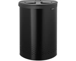 Brabantia Wasmand - met Deksel - 55 l - Wassorteerder - 2 Vakken - Matt Black / Dark Grey — afbeelding 1