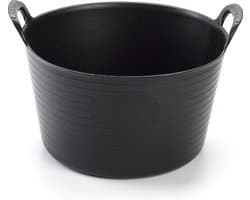 Plasticforte flexibele emmer/kuip - zwart - kunststof - rond - 15 liter - 24 x 24 x 15 cm - wasmanden - tuinafval - speelgoed