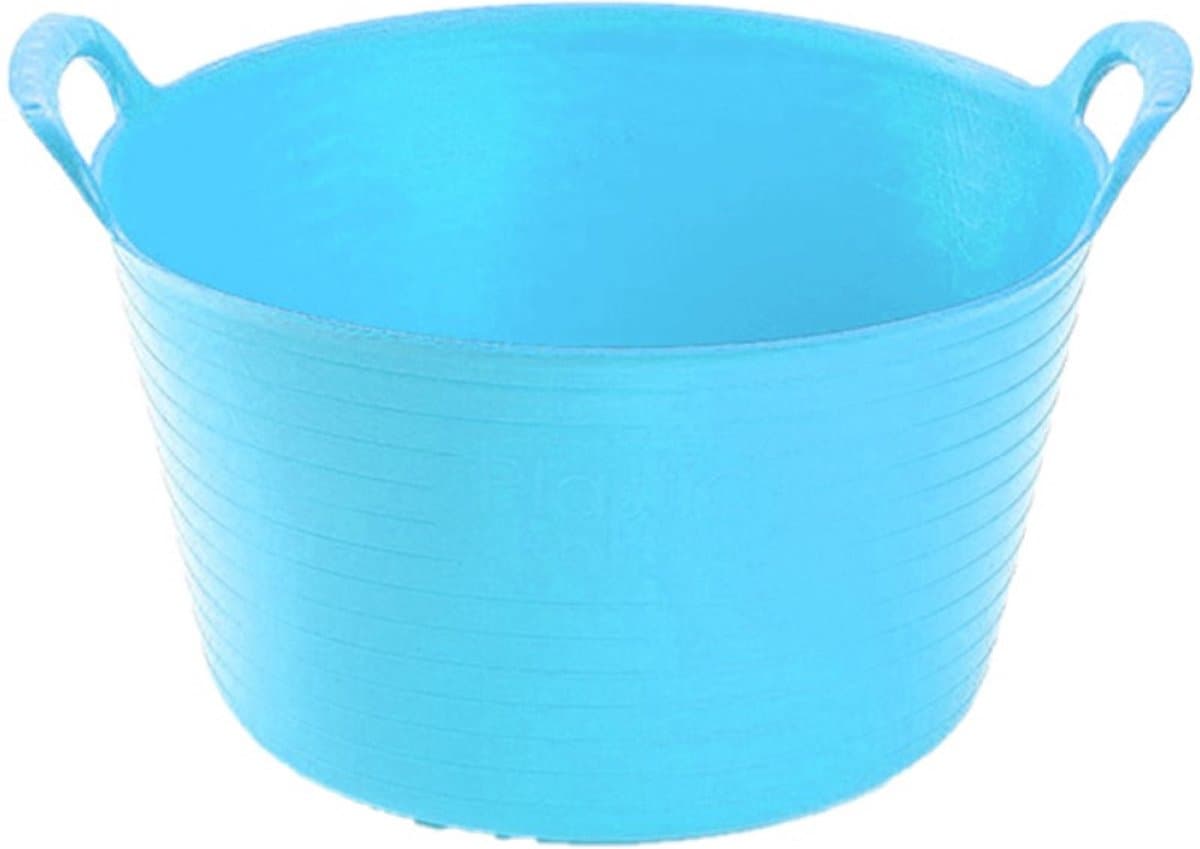 Plasticforte flexibele emmer/kuip - 2x - blauw - kunststof - rond - 56 liter - 60 x 53 x 38 cm - wasmanden - tuinafval - speelgoed — afbeelding 1
