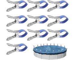 10 stuks grote roestvrijstalen wasknijpers - grote clips van 12 cm - strandlakenklemmen - stevige handdoekklemmen - winddicht en krasvast - stevige klemming - blauw
